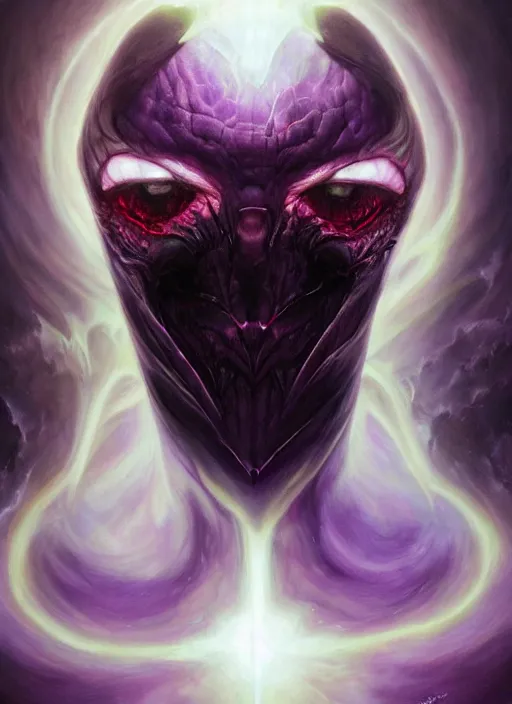 Prompt: dark horror purple crystal nebula mf doom lava eyes, white scary skin, centered, digital painting, artstation, concept art, smooth, sharp focus, illustration, artgerm, tomasz alen kopera, peter mohrbacher, donato giancola, joseph christian leyendecker, wlop, frank frazetta