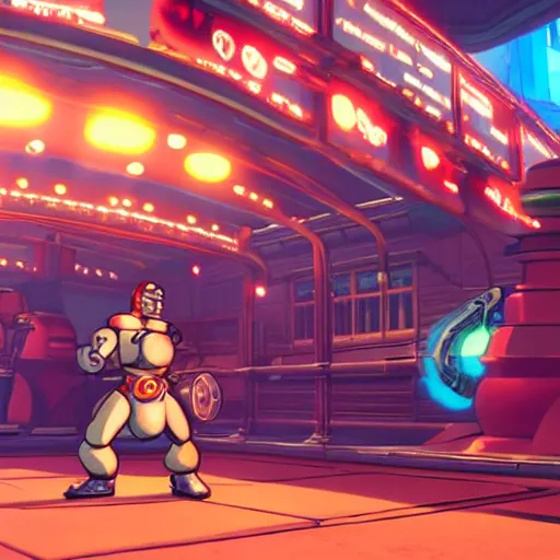 Image similar to A still of Bender from Futurama in Street Fighter V (2016)