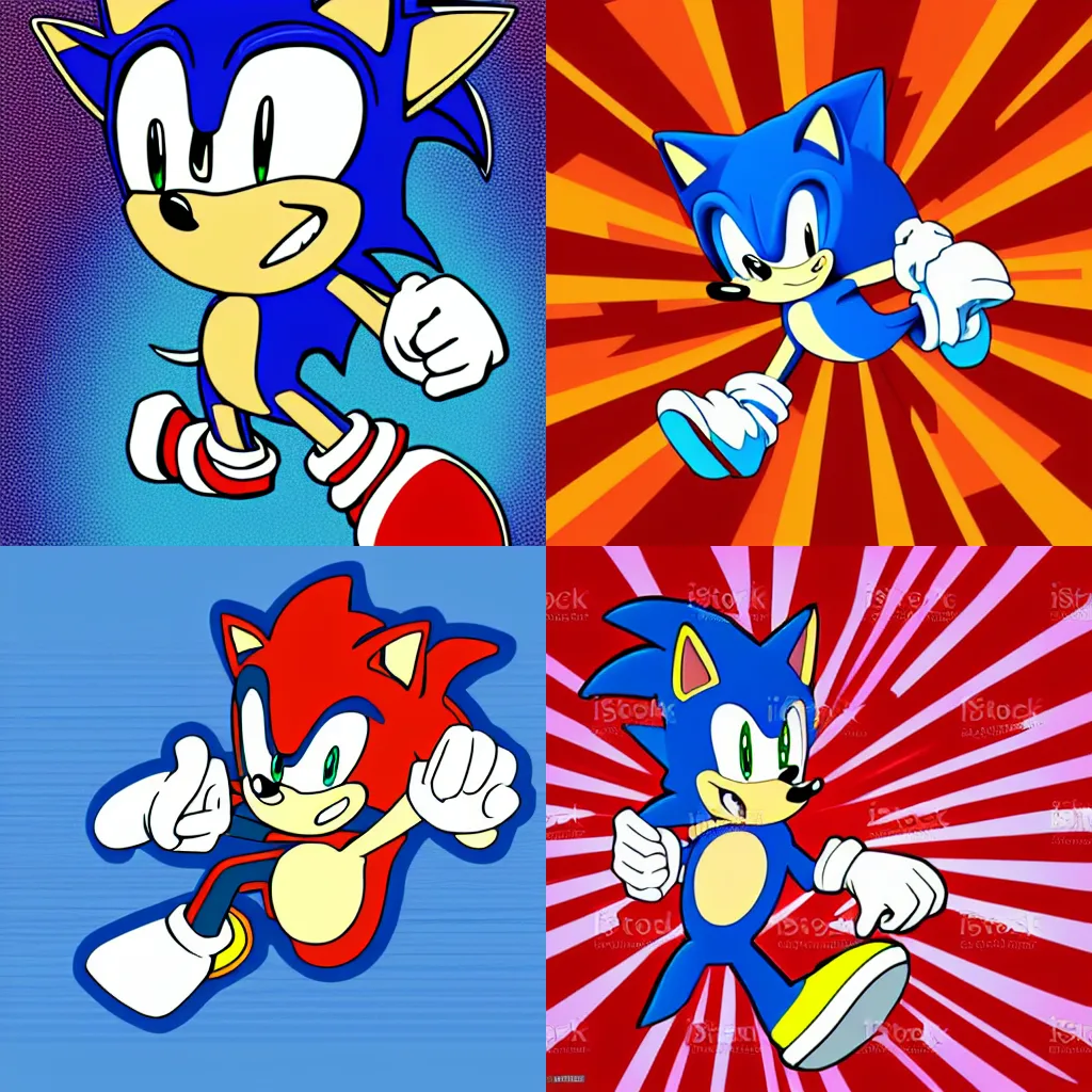 Prompt: retro vector art of sonic the hedgehog