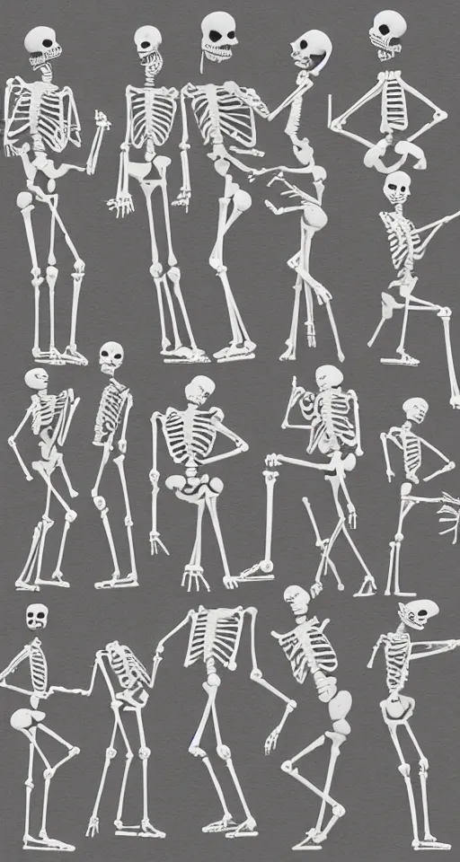 Image similar to dancing trombone skeletons