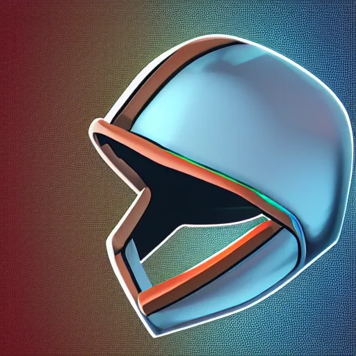 Image similar to icon of a cyberpunk helmet in light blue metallic iridescent material, 3d render isometric perspective on dark background