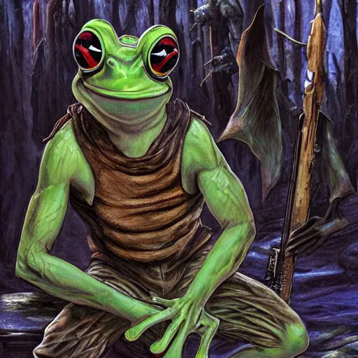 Image similar to frog man down in dagobah, ed binkley