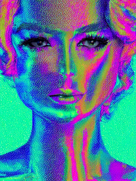 Prompt: beautiful holographic woman, glitch