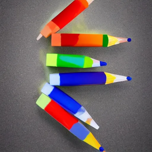 Prompt: crayons made into a shiv, realistic photography, high detailed