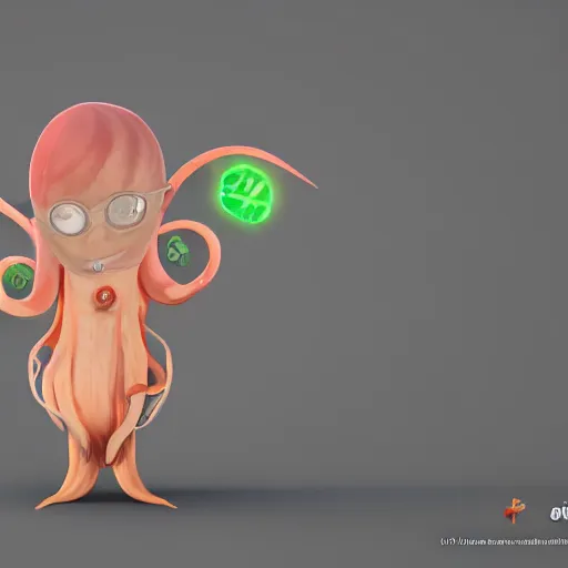 Image similar to the combination of squid and kid , concept art, trending on artstation 3D.