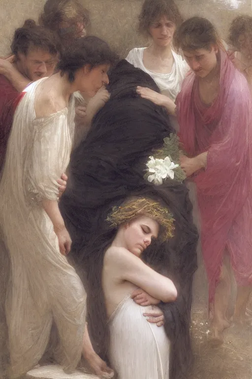 Image similar to pregnant woman on funeral, by Alyssa Monks, Bouguereau