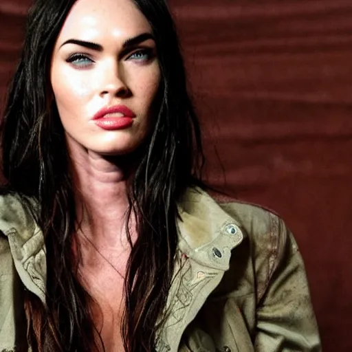 Prompt: megan fox, disco elysium, edgy, grungy, sad