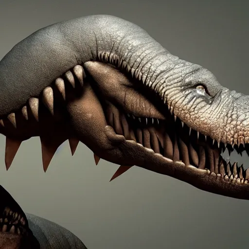 Image similar to matte painting of close up t - rex head, concept art by raph herrera, 4 k, detailed, ray traced