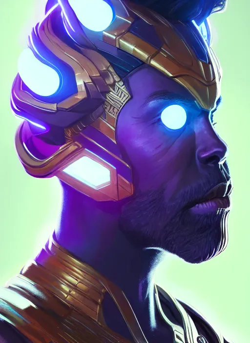 Image similar to portrait of apex legends thanos, intricate, elegant, glowing lights, highly detailed, digital painting, artstation, glamor pose, concept art, smooth, sharp focus, illustration, art by artgerm and greg rutkowski, artey freytag