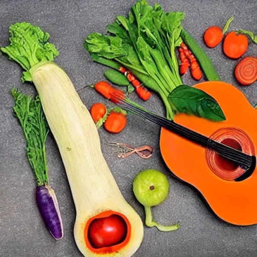 Image similar to Instruments made out of vegetables