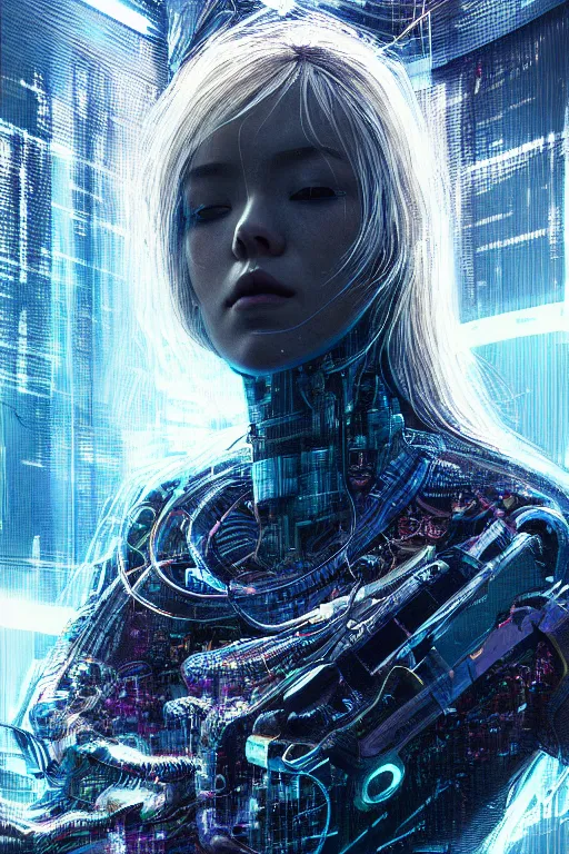 Image similar to hyperrealistic portrait of a woman monster astronaut, full body portrait, well lit, intricate abstract. cyberpunk, intricate artwork, by Tooth Wu, wlop, beeple. octane render,in the style of Jin Kagetsu, James Jean and wlop, highly detailed, sharp focus, intricate concept art, digital painting, ambient lighting, 4k, artstation