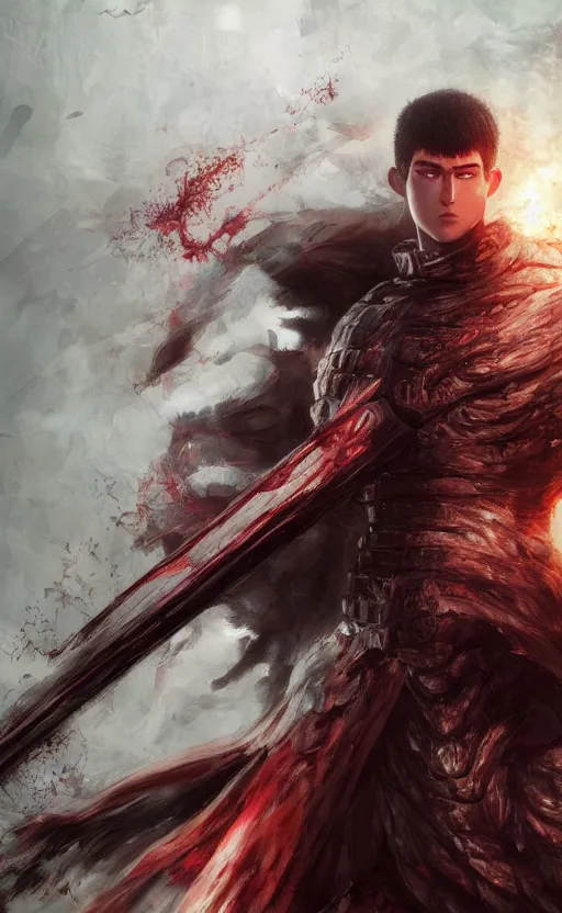 Prompt: full body shot Guts Berserk fan art, digital 2d, extremely detailed, made by wlop, maxwell boas, Naranbaatar Ganbold, Raymond Swanland and Ruan Jia. Masterpiece