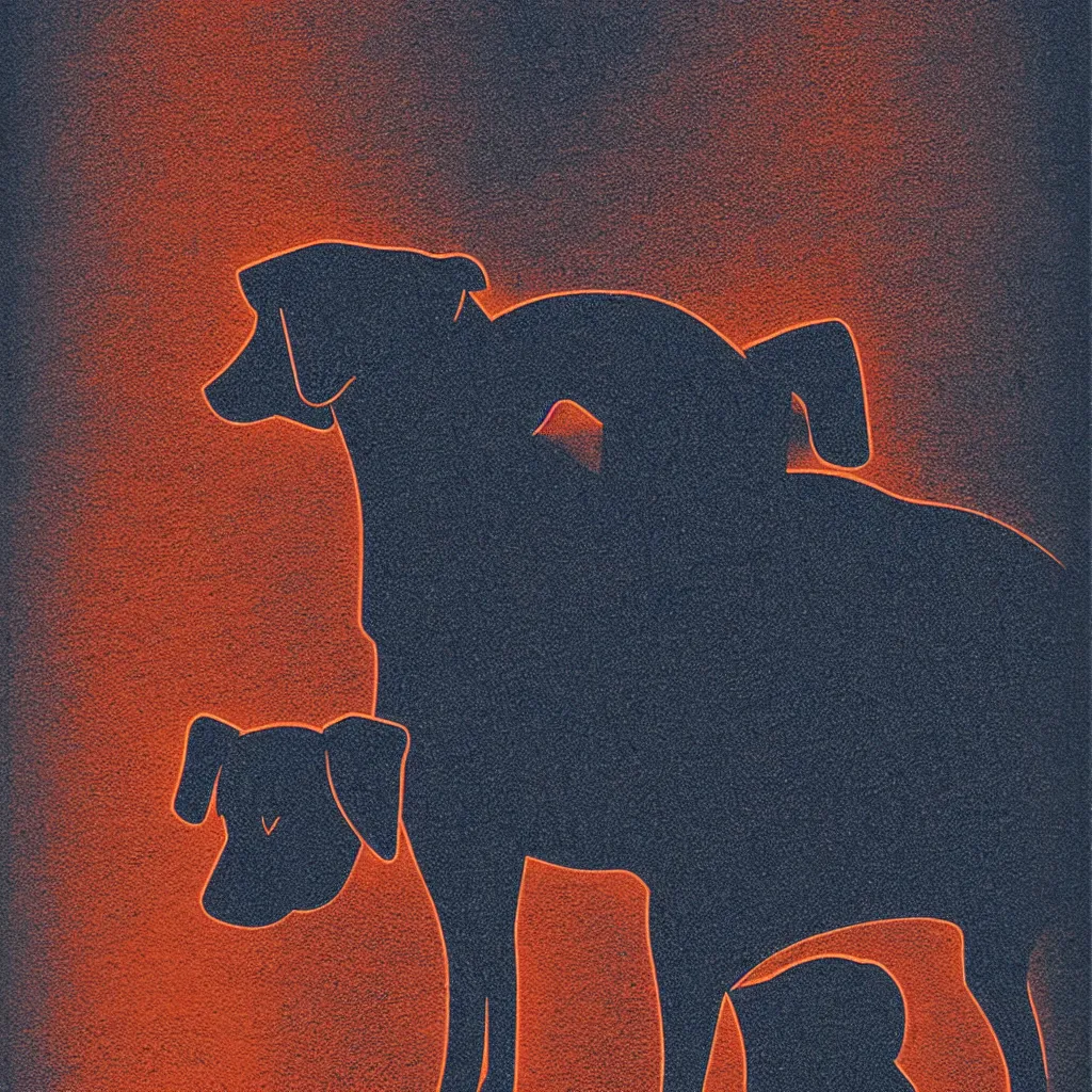 Image similar to seriously?? dog meme, mads berg, karolis strautniekas, film noir, stippled light, dramatic lighting, editorial illustration, detailed, fine texture, matte print, art deco, brutalism, dark blue + dark orange, red, black, ( ( habitat 6 7 background ) )