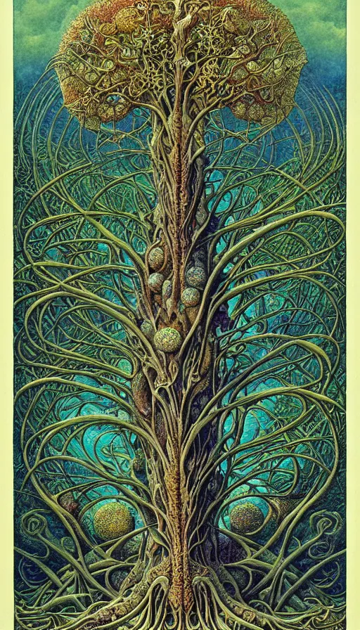 Image similar to tree of life by roger dean and andrew ferez, art forms of nature by ernst haeckel, divine chaos engine, symbolist, visionary, art nouveau, botanical fractal structures, organic, detailed, realistic, surreality