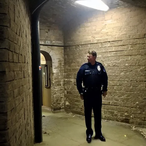 Prompt: a cardiff police officer in a dungeon