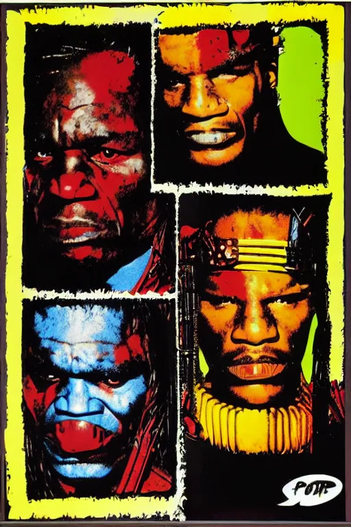 Prompt: predator movie pop art by andy warhol