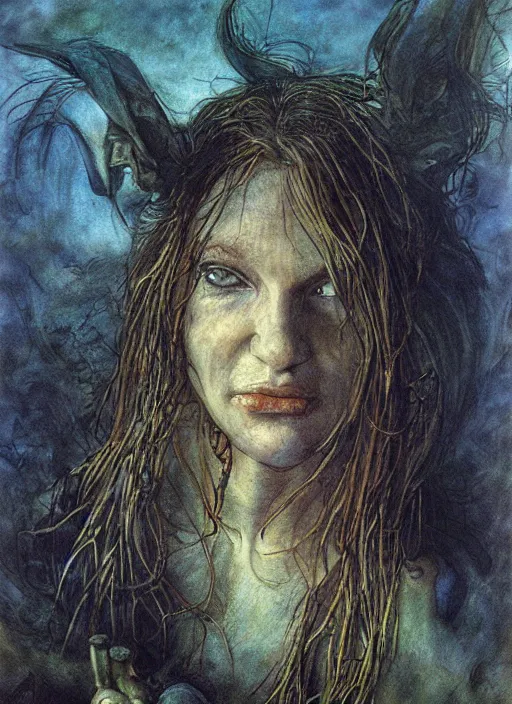 Image similar to portrait of diety of family and farming, coherent! by brom, by brian froud, deep color, strong line, high contrast