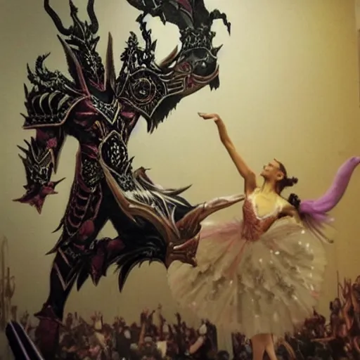 Image similar to archaon the everchosen as a ballerina