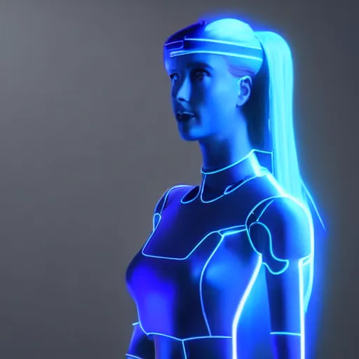 Prompt: cortana blue artificial intelligence hologram, highly detailed, photorealistic portrait, bright studio setting, studio lighting, crisp quality and light reflections, unreal engine 5 quality render