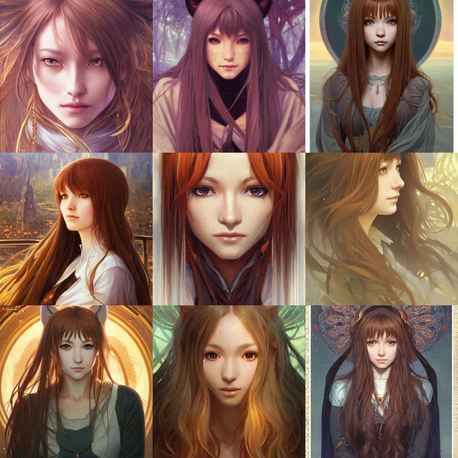 Prompt: a masterpiece portrait painting of holo ( from spice & wolf ), ultra realistic, intricate details, highly detailed, photorealistic, trending on artstation, by artgerm and greg rutkowski and alphonse mucha