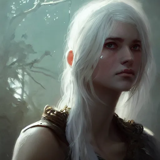 Prompt: a portrait of a beautiful hopeful lady with pretty eyes, beautiful eyes, beautiful eyes, beautiful eyes, highly detailed eyes, looking up, looking up, light smiling, art of wlop and greg rutkowski, intricate, high details, eyes, epic fantasy art, cgsociety, trending on artstation, bright light masterpiece, ray of light through white hair