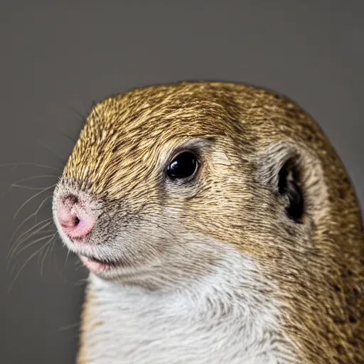 Prompt: singular animal that is white Prairie dog cross white pig cross white Pygmy marmoset, studio photography