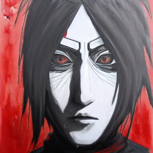 Prompt: itachi uchiha, paint by Guy Denning