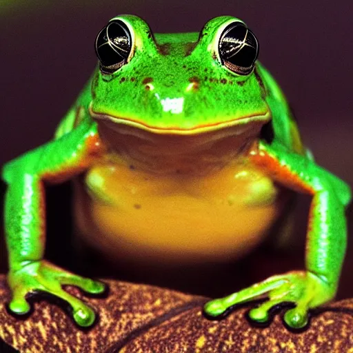 Prompt: a portrait of a frog