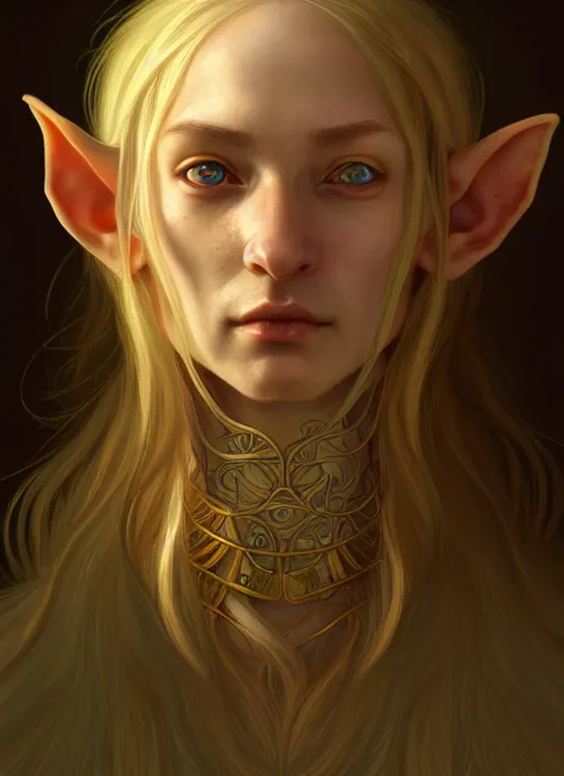 Image similar to portrait of an elf - goblin using the golden ratio, highly detailed, digital painting, artstation, sharp focus, illustration, art by tan zi and ayanamikodon and alphonse mucha and wlop