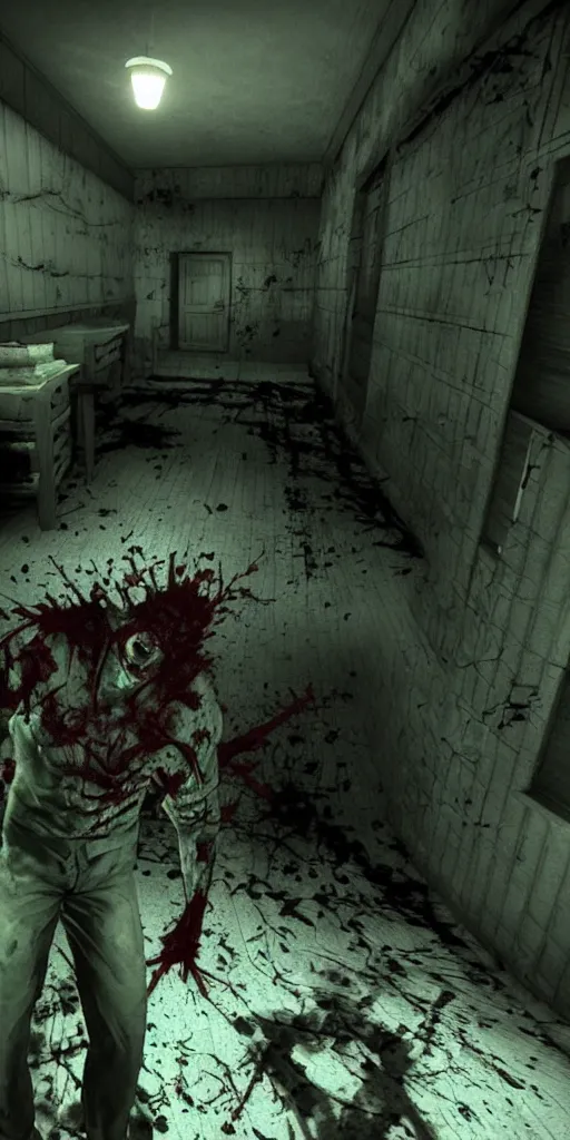 Prompt: cringe outlast horror scene game screenshot