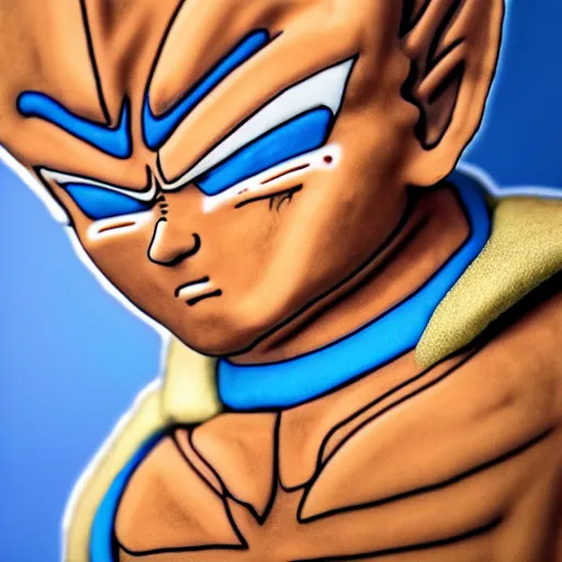 Image similar to Vegeta made from cookie, baking artwork, extremely detailed, 8k, trending on Artstation