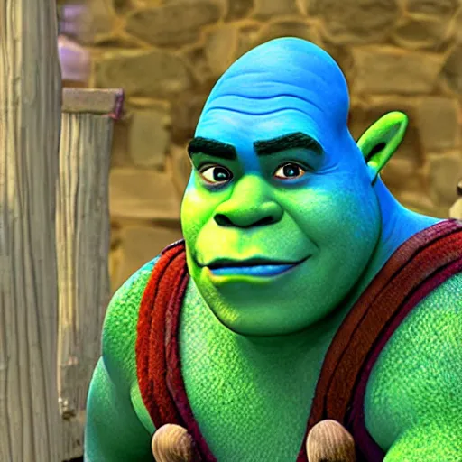 Prompt: shrek with blue skin