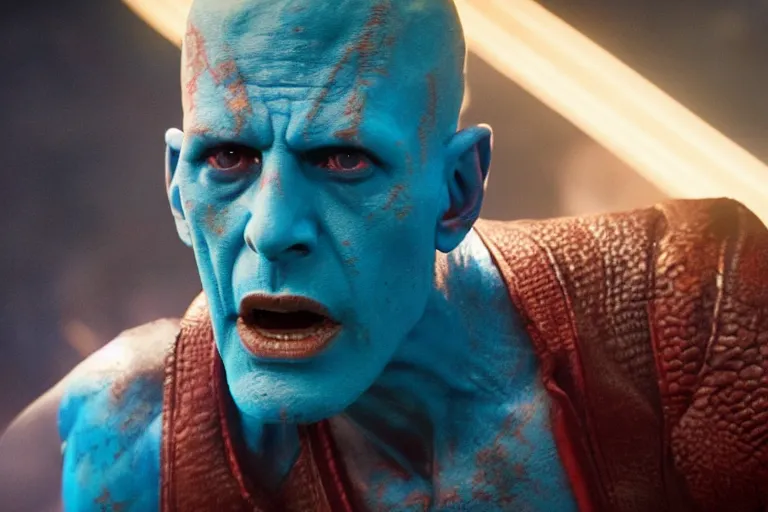 Image similar to film still of Jeff Goldblum as Yondu in Guardians of the Galaxy, 4k