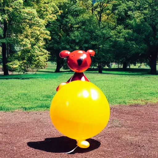 Prompt: balloon dog in a park, sunny day