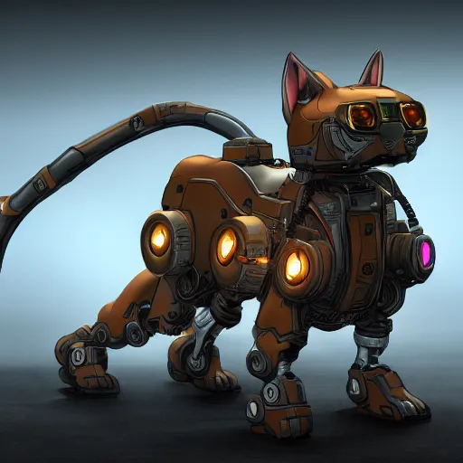 Image similar to Sci-fi ultradetailed mech running cat photo trending on artstation