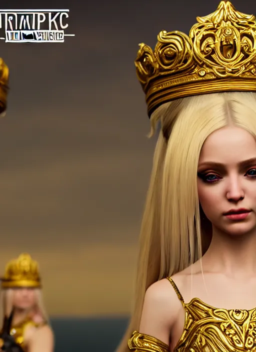 Image similar to a photo of 8 k ultra realistic humanoid princess with long blonde hair, standing next to a beautiful view, ornate white officers outfit with gold embellishments, cinematic lighting, trending on artstation, 4 k, hyperrealistic, focused, extreme details, unreal engine 5, cinematic, masterpiece