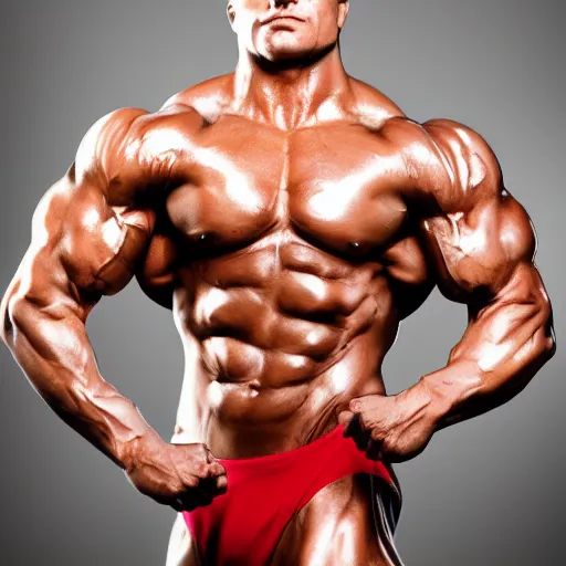 Prompt: a realistic detailed photo of a bodybuilder who is also a male android andrei deiu, shiny skin, posing robotically, blank stare