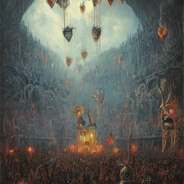 Image similar to a painting of the queens games by johfra bosschart, dark fantasy art, high detail, trending on artstation