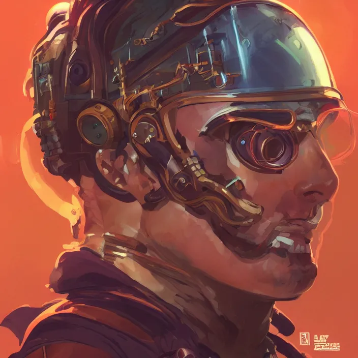 Prompt: a head and shoulders portrait of a space pirate, neon, retro, steampunk, smooth, sharp focus, artstation, concept art by Rutkowski and Mucha and sky sewa