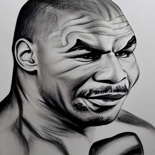 Image similar to chalk drawing of mike tyson