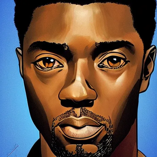 Prompt: “ chadwick boseman retro minimalist portrait by jean giraud, art of moebius, sharp, smooth face, comic, 8 k ”