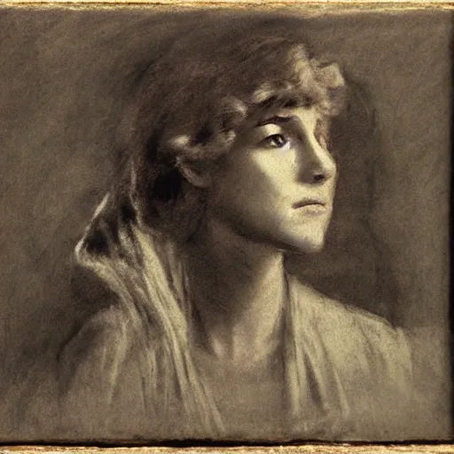 Image similar to ww 1 action heroine, by alfred stevens in charcoal