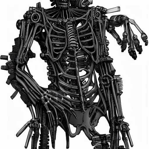 Prompt: cyberpunk skeleton, mechanized parts