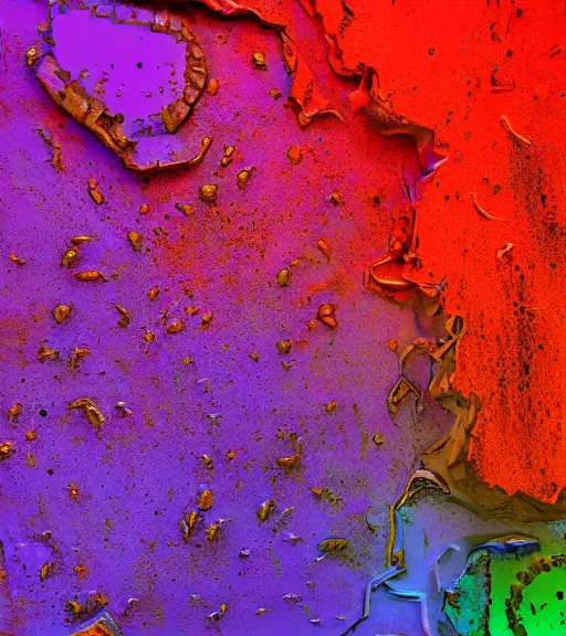 Image similar to mold corrosion abstract 3 d sculpture red purple green dark blue yellow cinematic lighting, highly detailed 8 k