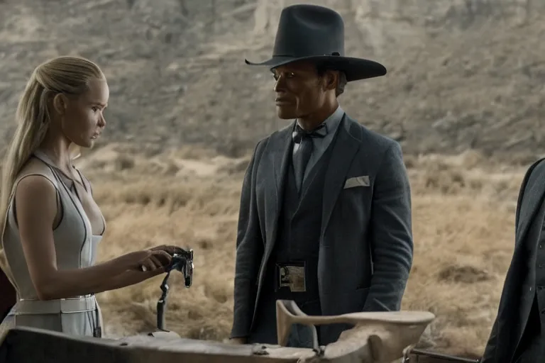 Prompt: a cinematic still from Westworld S3