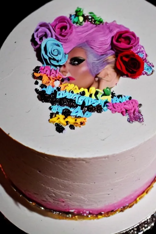 Image similar to lady gaga as a layered cake