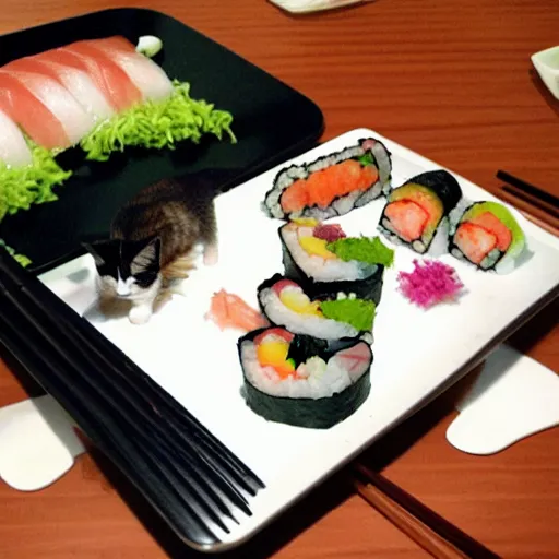 Image similar to cat making sushi