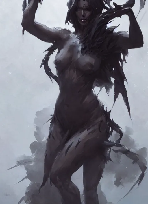 Image similar to a beautiful fullbody painting of a dark death goddess, by Greg rutkowski and artgerm, trending on artstation