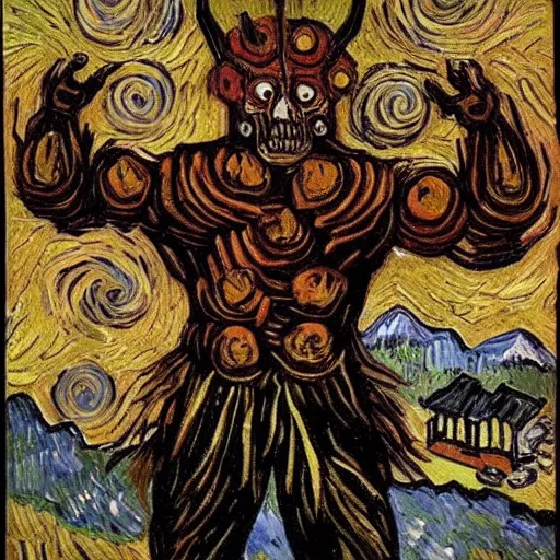 Prompt: A god of death in the style of van gogh