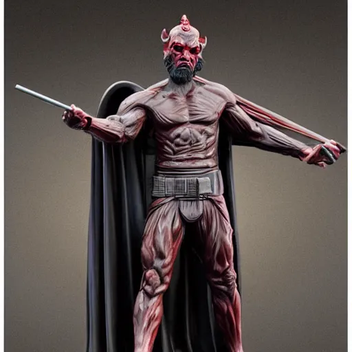 Image similar to photo of a highly detailled marble statue of darth maul, muscular man, star wars, old greek, sculpture, highly detailled